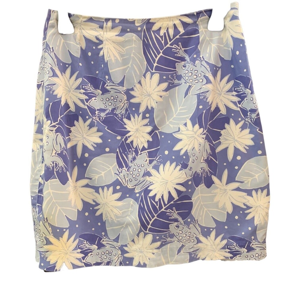 Lilly Pulitzer Skirt Prince Charming Blue White  Size 4 Mini Zip Closure